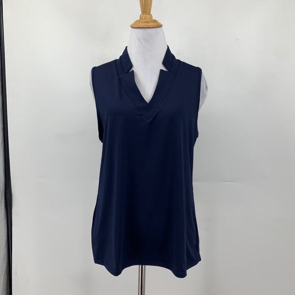 Lucky In Love Top Womens Extra Large Navy Chi Chi Performance Notch Tank V Neck - Picture 2 of 12